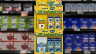 Ricola and Tetley branding display